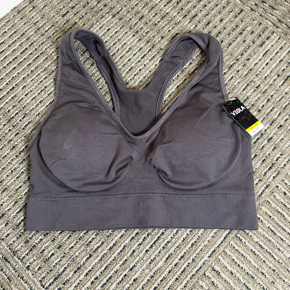 Viola Women's Gray Stretchy Sports Bra Racer Back